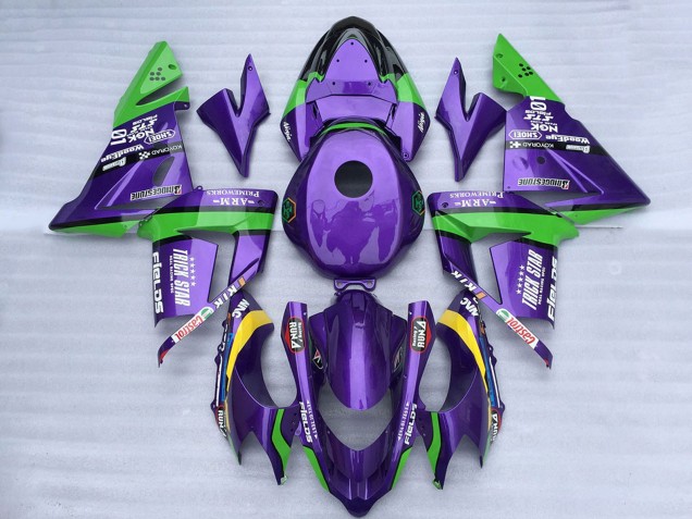 2004-2005 Kawasaki ZX10R Motorcycle Fairings - Green Purple Trick Star Canada for Sale