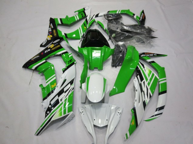 2011-2015 Kawasaki ZX10R Motorcycle Fairings - White Green Yellow Black Maxxis Dunlop Canada for Sale