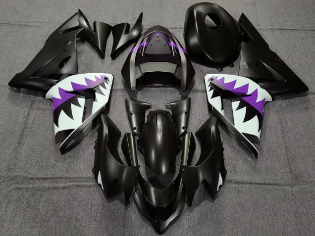 2004-2005 Kawasaki ZX10R Motorcycle Fairings - Matte Black and Purple Shark Canada for Sale