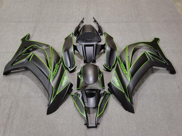 2011-2015 Kawasaki ZX10R Motorcycle Fairings - Matte Black Green Lining Canada for Sale