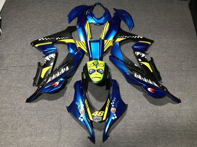 2016-2020 Kawasaki ZX10R Motorcycle Fairings - Metallic Blue Yellow Shark 46 Canada for Sale