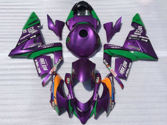 2004-2005 Kawasaki ZX10R Motorcycle Fairings - Purple and Green Trick Star Canada for Sale