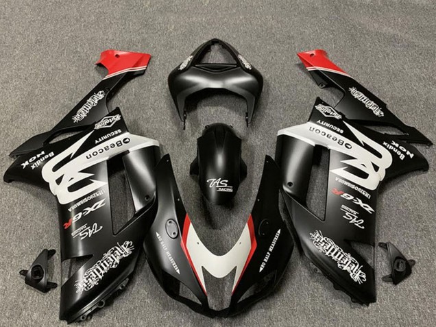 2007-2008 Kawasaki ZX6R Motorcycle Fairings - Custom Matte Black White Red Canada for Sale