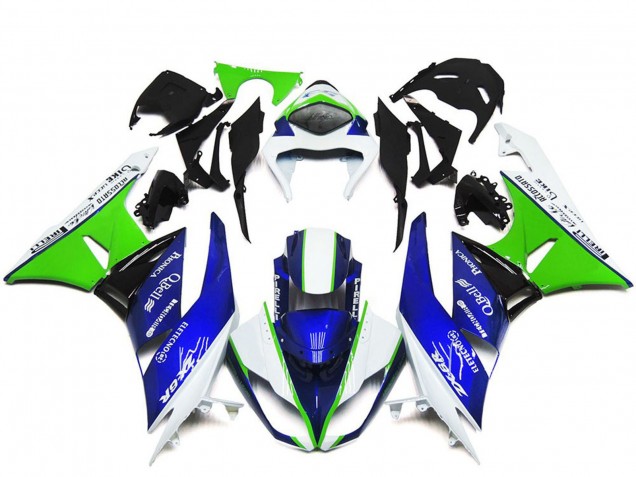 2009-2012 Kawasaki ZX6R Motorcycle Fairings - White Green Blue Black Canada for Sale
