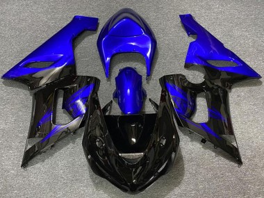 2005-2006 Kawasaki ZX6R Motorcycle Fairings - Blue Glossy Black Canada for Sale