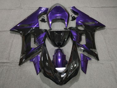 2005-2006 Kawasaki ZX6R Motorcycle Fairings - Purple Glossy Black Canada for Sale