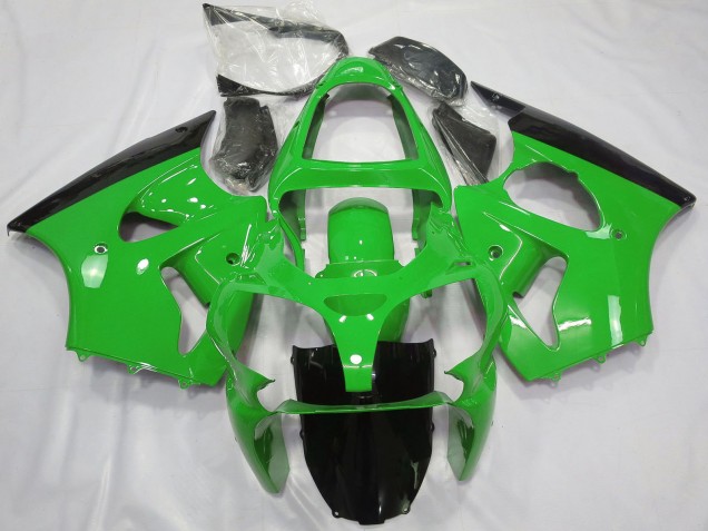 2000-2002 Kawasaki ZX6R Motorcycle Fairings - Green Glossy Black Canada for Sale