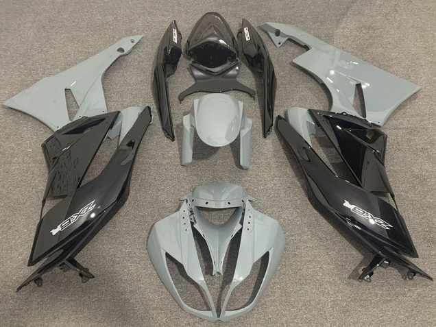 2009-2012 Kawasaki ZX6R Motorcycle Fairings - Grey Glossy Black Canada for Sale