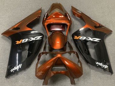 2003-2004 Kawasaki ZX6R Motorcycle Fairings - Orange Glossy Black Canada for Sale