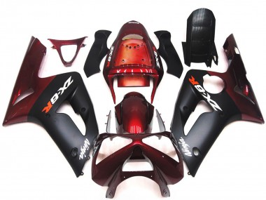 2003-2004 Kawasaki ZX6R Motorcycle Fairings - Maroon Red Matte Black Canada for Sale