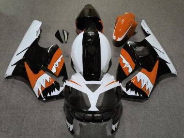 2002-2006 Kawasaki ZX12R Motorcycle Fairings - Orange Black White Shark Canada for Sale