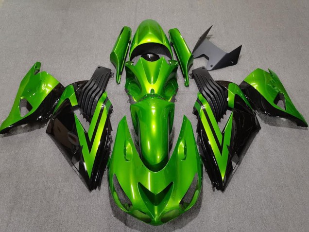 2006-2011 Kawasaki ZX14R Motorcycle Fairings - Green Glossy Black Canada for Sale