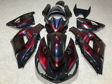 2006-2011 Kawasaki ZX14R Motorcycle Fairings - Chameleon Blue Black Red Flame Canada for Sale