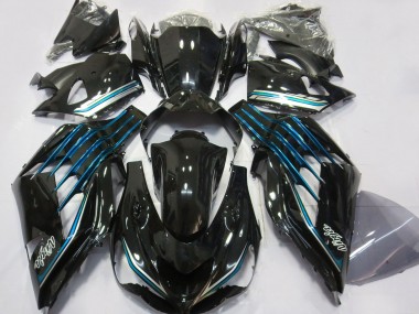 2012-2024 Kawasaki ZX14R Motorcycle Fairings - Glossy Black Light Blue Canada for Sale
