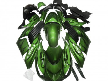 2006-2011 Kawasaki ZX14R Motorcycle Fairings - Green Black Flame Canada for Sale