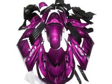 2006-2011 Kawasaki ZX14R Motorcycle Fairing - Purple Black Flame White Ninja Canada for Sale
