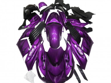 2006-2011 Kawasaki ZX14R Motorcycle Fairings - Purple Black Flame White Ninja Canada for Sale