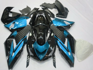 2006-2011 Kawasaki ZX14R Motorcycle Fairings - Light Blue Glossy Black Canada for Sale