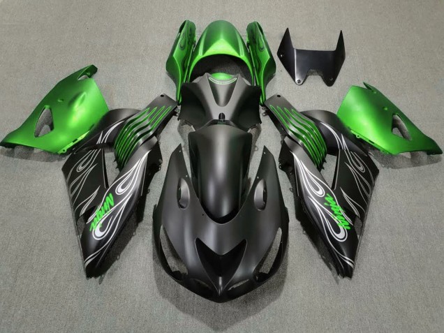 2006-2011 Kawasaki ZX14R Motorcycle Fairings - Green Matte Black Canada for Sale