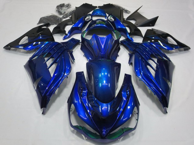 2012-2024 Kawasaki ZX14R Motorcycle Fairings - Blue Glossy Black Canada for Sale