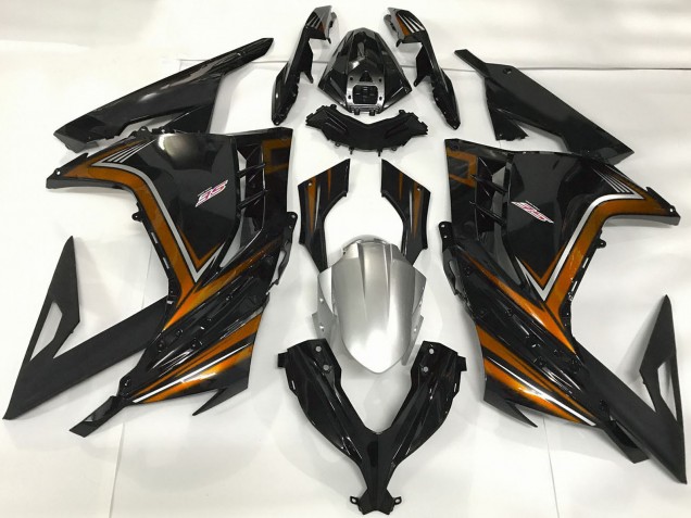 2013-2024 Kawasaki Ninja 300 Motorcycle Fairings - Glossy Black Orange Canada for Sale