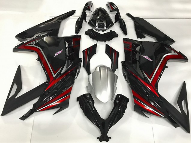 2013-2024 Kawasaki Ninja 300 Motorcycle Fairings - Glossy Black Red Canada for Sale