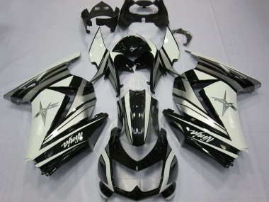 2008-2012 Kawasaki Ninja 250 Motorcycle Fairings - White Silver Star Glossy Black Canada for Sale