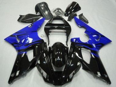 2000-2001 Yamaha R1 Motorcycle Fairings - Blue Glossy Black Flame Canada for Sale