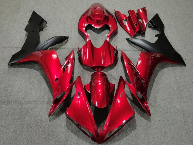 2004-2006 Yamaha R1 Motorcycle Fairings - Candy Red Matte Black Canada for Sale