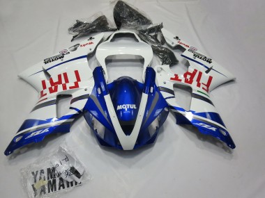 2000-2001 Yamaha R1 Motorcycle Fairings - White Blue Red Fiat Motul Canada for Sale