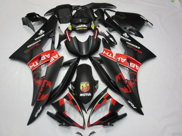 2006-2007 Yamaha R6 Motorcycle Fairings - Matte Black Red Abarth Motul Michelin Canada for Sale
