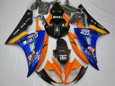 2006-2007 Yamaha R6 Motorcycle Fairings - Orange Blue Glossy Black Castrol Canada for Sale