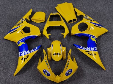 2005 Yamaha R6 Motorcycle Fairings - Yellow Blue White Camel Motul Canada for Sale