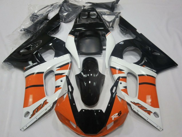 1998-2002 Yamaha R6 Motorcycle Fairings - White Orange Glossy Black Canada for Sale