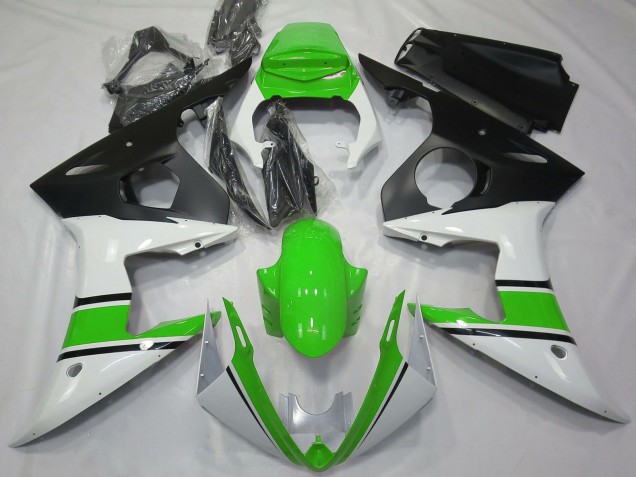 2003-2004 Yamaha R6 Motorcycle Fairings - White Green Matte Black Canada for Sale