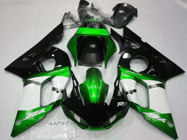 1998-2002 Yamaha R6 Motorcycle Fairings - Green White Glossy Black Canada for Sale