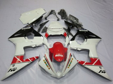 2005 Yamaha R6 Motorcycle Fairings - White Red Glossy Black Motul Canada for Sale