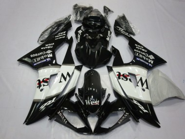 2008-2016 Yamaha R6 Motorcycle Fairings - Glossy Black White West Michelin Canada for Sale