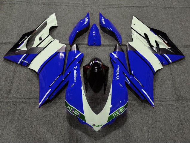 2015-2020 Ducati 959 1299 Motorcycle Fairings - Blue White Glossy Black Unibat Flex-Box OEM Style Canada for Sale