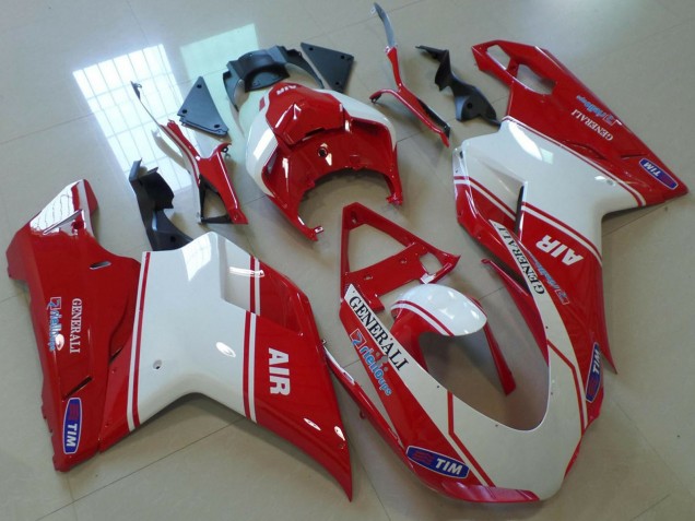 2007-2014 Ducati 848 1098 1198 Motorcycle Fairings - Red White Air Generali Tim Canada for Sale