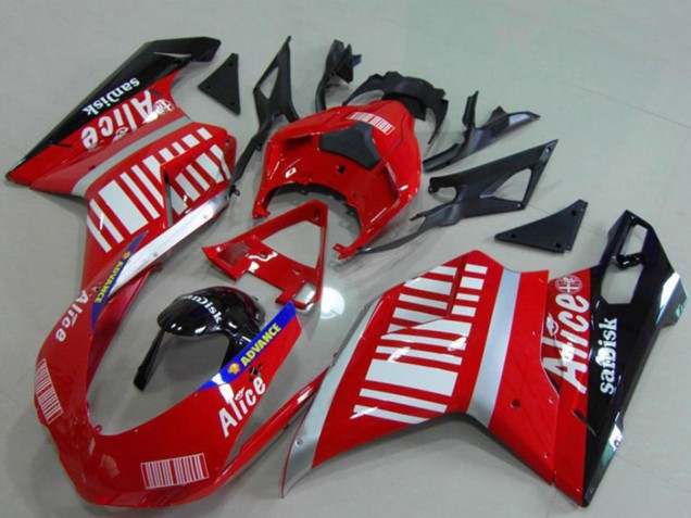 2007-2014 Ducati 848 1098 1198 Motorcycle Fairings - Silver Red Glossy Black Alice Sandisk Canada for Sale