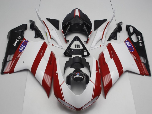 2007-2014 Ducati 848 1098 1198 Motorcycle Fairing - White Red Glossy Black Canada for Sale