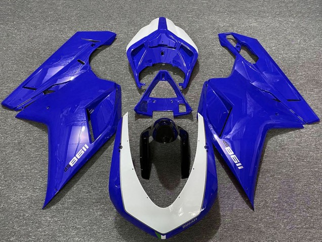 2007-2014 Ducati 1198 Motorcycle Fairings - Glossy Blue White Canada for Sale