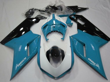 2007-2014 Ducati 1098 Motorcycle Fairings - Blue White Glossy Black Canada for Sale