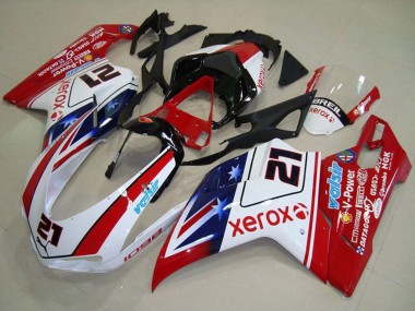 2007-2014 Ducati 1098 Motorcycle Fairings - White Red Black Blue Star Xerox 21 Canada for Sale
