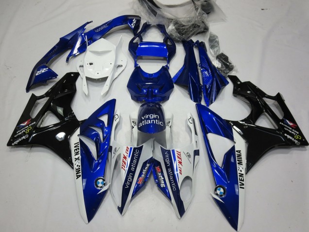 2009-2014 BMW S1000RR Motorcycle Fairings - White Blue Glossy Black Virgin Atlantic Canada for Sale