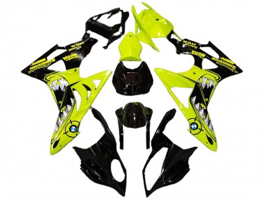2009-2014 BMW S1000RR Motorcycle Fairings - High Viz Yellow Glossy Black Shark Canada for Sale