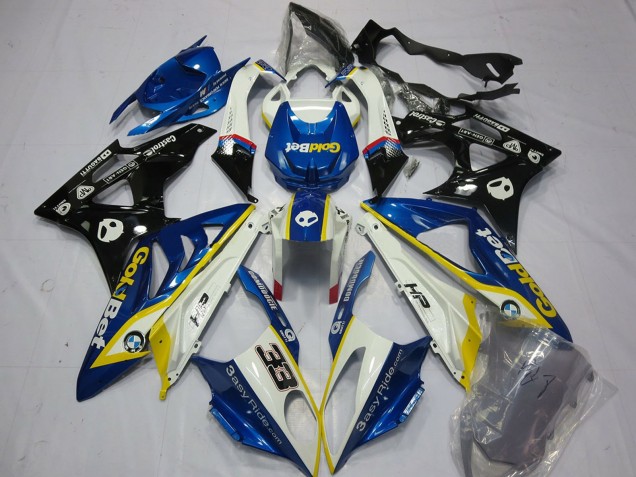 2009-2014 BMW S1000RR Motorcycle Fairings - White Yellow Blue Glossy Black GoldBet 33 Canada for Sale