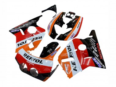 1987-1989 Honda CBR400RR NC23 Motorcycle Fairings - Orange White Red Glossy Black Repsol HRC Canada for Sale