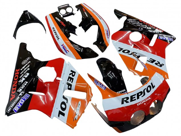 1987-1989 Honda CBR400RR NC23 Motorcycle Fairings - Orange White Red Glossy Black Repsol HRC Canada for Sale